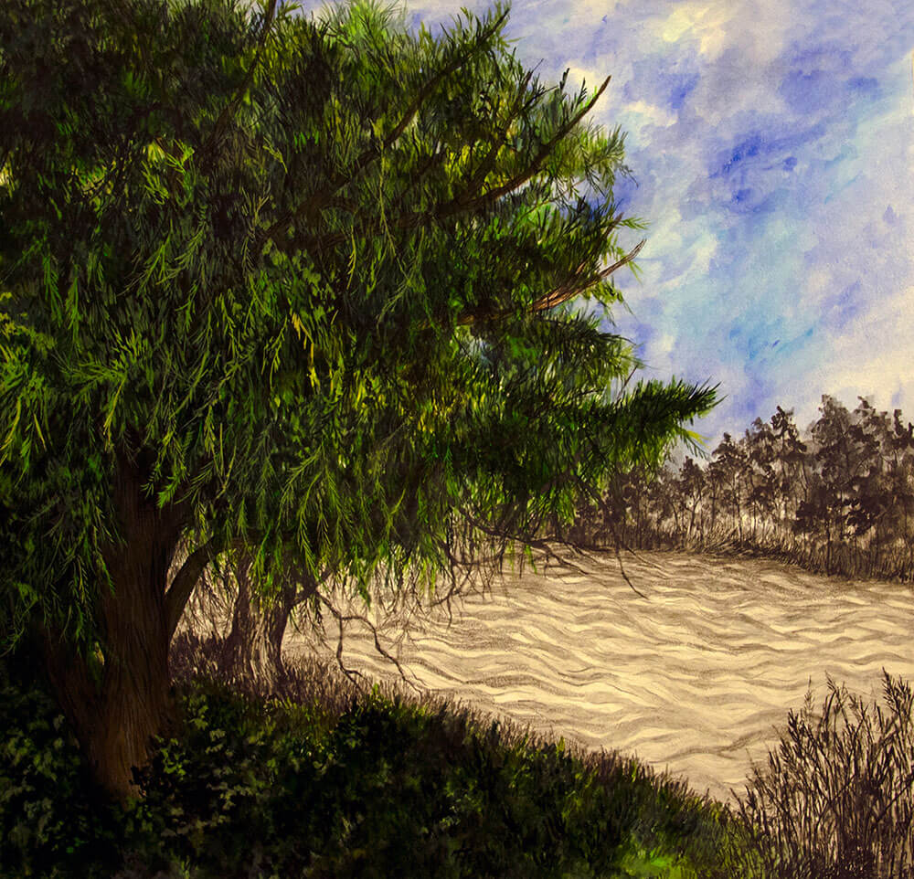 Landscapes, watercolour, graphite on cotton paper, 70 x 72 cm., 2014.