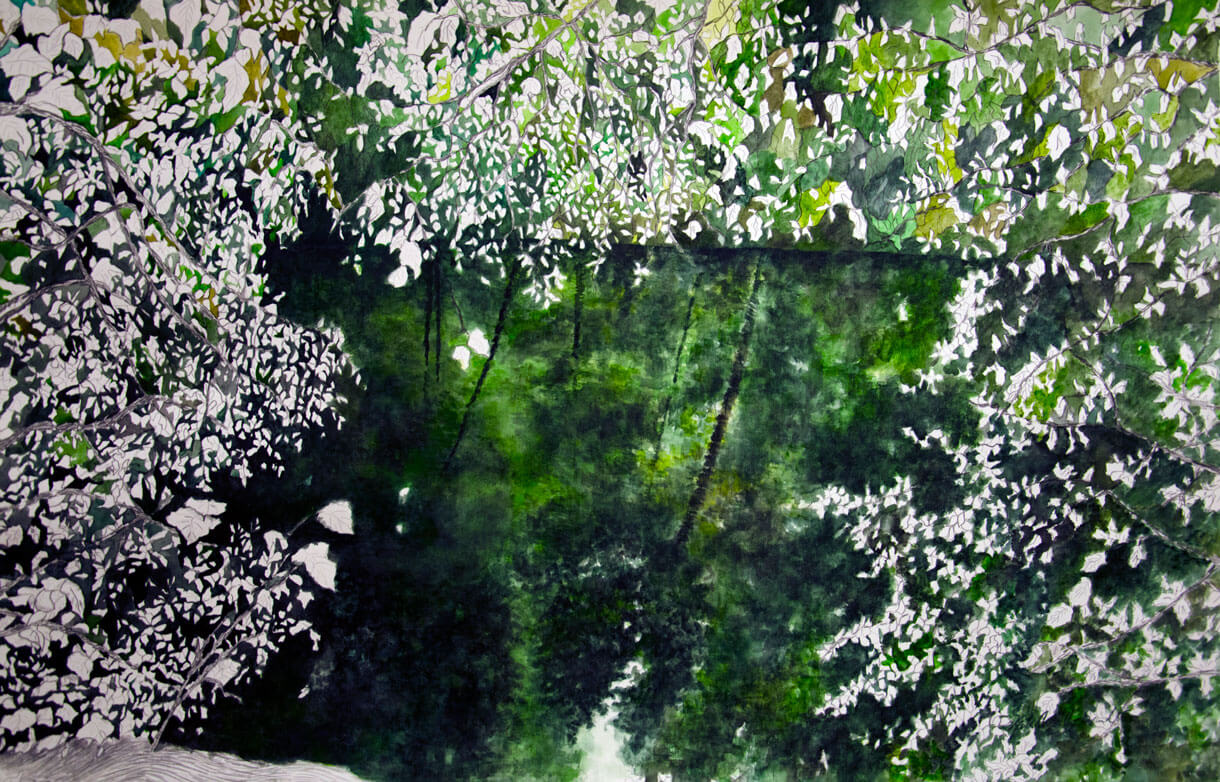 Landscapes, watercolour on cotton paper, 105 x 190 cm., 2015.