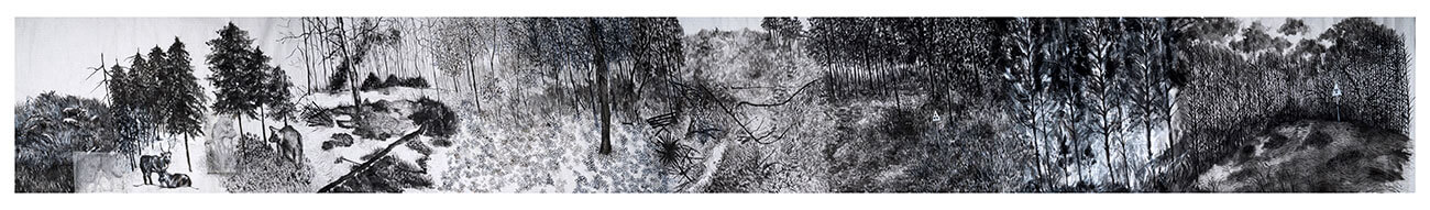 Landscapes in Transformation, 69 cm x 10 m., ink on rice paper, 2013.