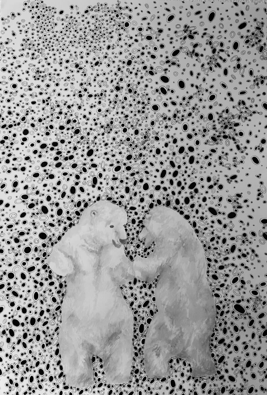 Animals, ink on cotton paper, 110 x 80 cm., 2006.